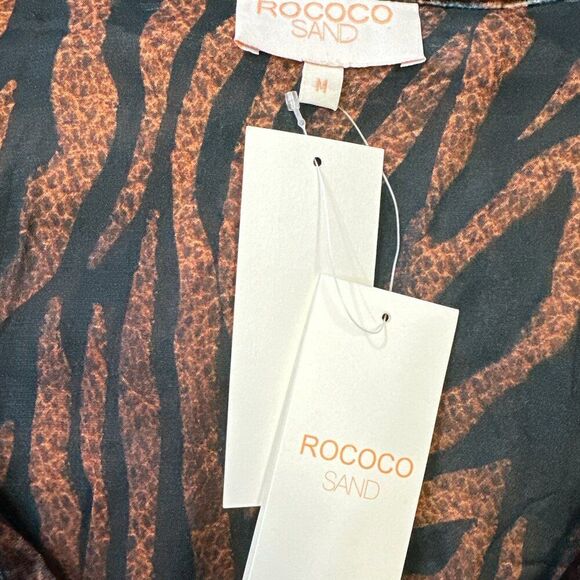 ROCOCO SAND Robe Open Front Kimono Sleeves Brown Crushed Velvet Belted Sz M NWT - Picture 10 of 13